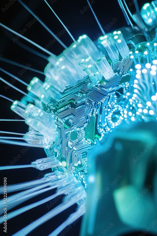 Poster abstract digital technology concept with glowing circuit patterns, futuristic design elements, and i
