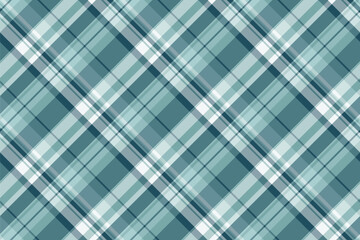 Elegant diagonal plaid pattern in cool teal and white hues. Perfect for textile design, website backgrounds, or crafting projects.  Seamless repeat creates versatile design solutions.