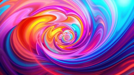 Obraz premium Swirling colors dance in vibrant harmony, creating an enchanting spiral of luminous hues in artful motion