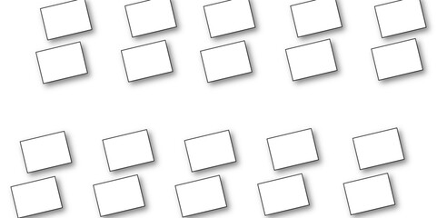 Simple Square cube box plate board on white wall background. 3d rendering. Multiple Horizontal Business Card Modern Mockup for Branding Presentation, Corporate Identity, Advertising, Graphic design.