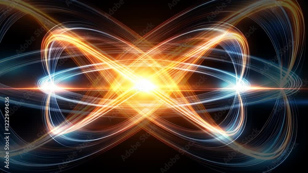 Poster colorful abstract design representing energy and motion with swirling light patterns in a dark backg