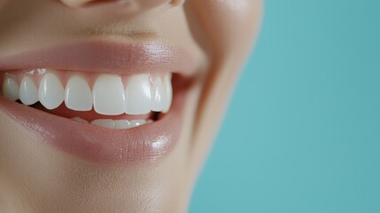 Obraz premium Close-up of a smiling woman face with faint laugh lines visible
