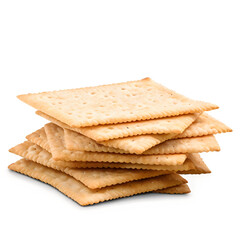 Fototapeta premium Stacked pile of crispy saltine crackers 