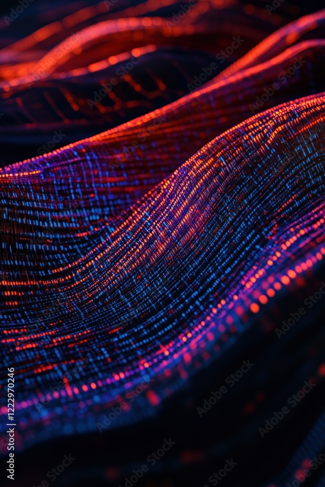 Aufkleber abstract pattern of flowing waves in vibrant colors, showcasing digital technology and data visualiz