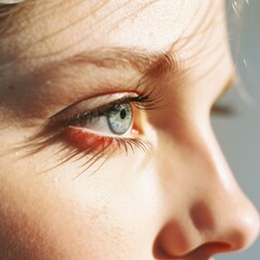 Obraz premium Closeup sideview woman face skin adult red.