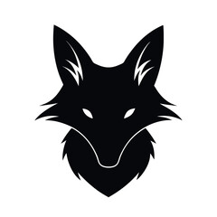 Illustration of a fox portrait . Bold Silhouette of a fox head vector illustration isolated on white background 