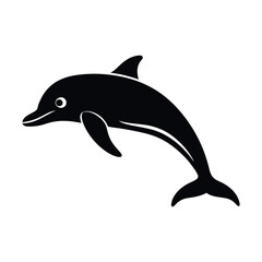 Obraz premium Simple silhouette of a jumping dolphin. Dolphin art vector illustration isolated on white background