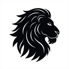 Lion head silhouette. Silhouette of lion portrait . Lion head art vector illustration isolated on white background perfect for logos