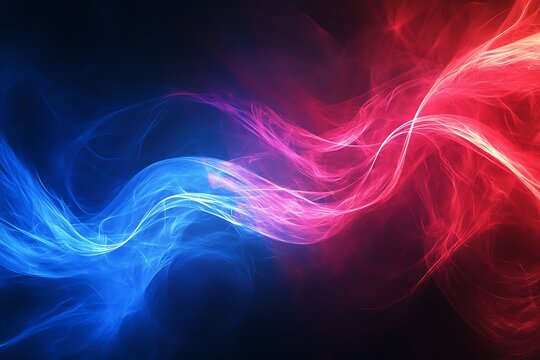 Abstract colorful smoke with red, pink and blue swirls. 
