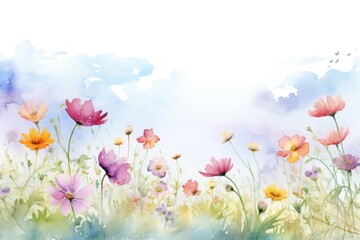 Summer trip top border landscape outdoors painting.