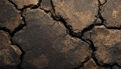 Fototapeta premium This high-resolution image captures the intricate patterns of deep cracks in dried earth