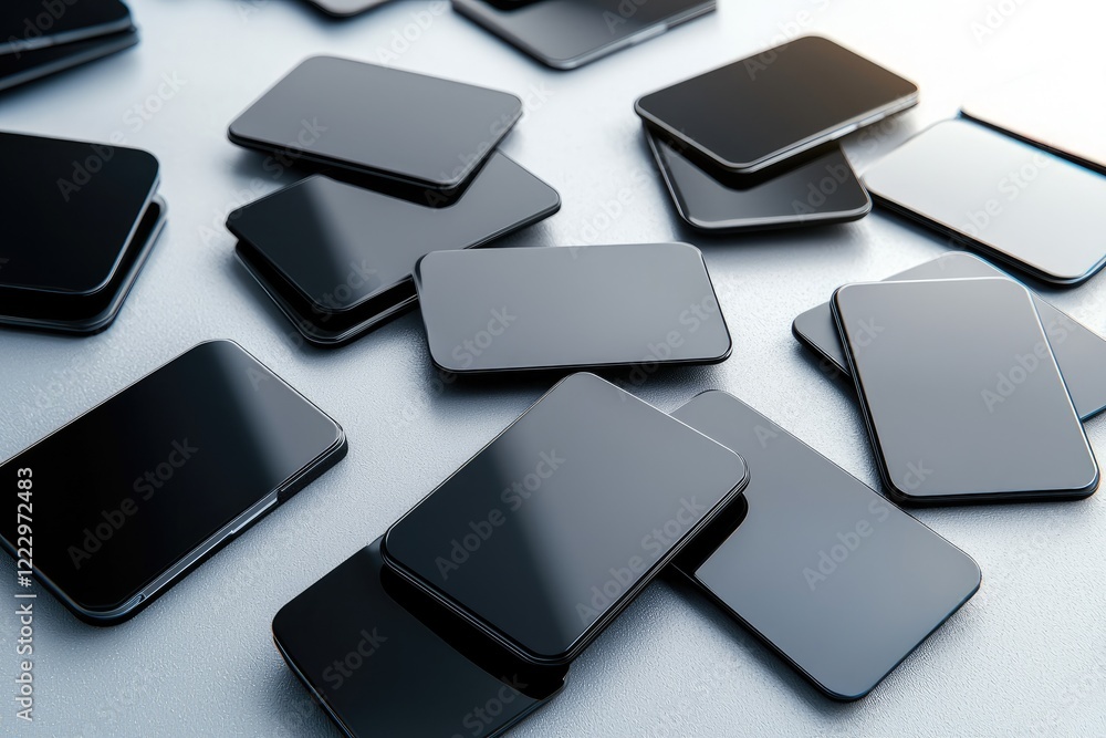 Poster access controls illustrated by multiple digital keycards scattered on a clean surface, highlighting 
