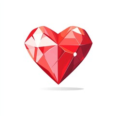 Vector flat red heart icon on white background, simple minimalist design, flat vector graphic element, clean lines and shapes, no shadows or gradients, basic flat illustration, minimalistic style, sim