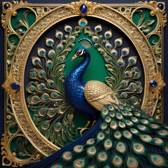 Peacock in Art Nouveau Style 