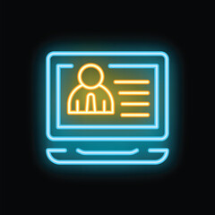 Glowing neon icon representing the concept of online user profile management