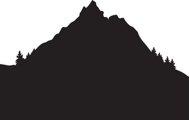 Mountain black silhouette vector illustration on white background