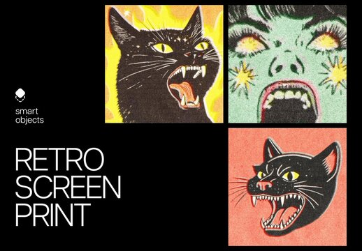 Retro Screen Print Effect Mockup