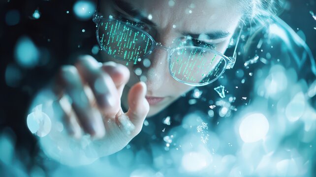 Focused individual analyzing digital data