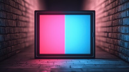 Futuristic screen in a vibrant setting.