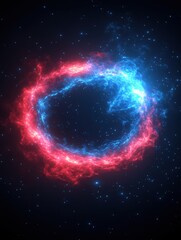 Obraz premium Mesmerizing neon fire ring in cosmic space