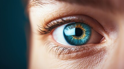 Fototapeta premium Eyes close-up with a focus on crow feet and gentle wrinkles