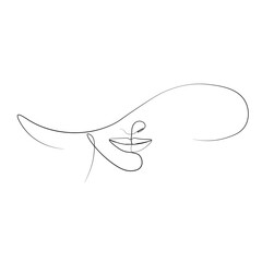 Obraz premium Woman line art with wide hat