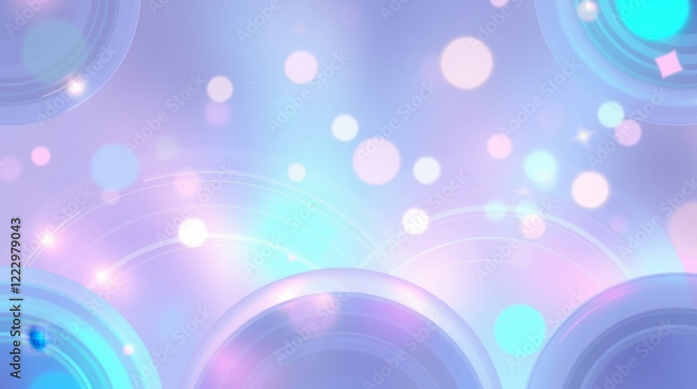Poster vibrant pastel design with ethereal circles and soft glows creating a dreamlike atmosphere during tw