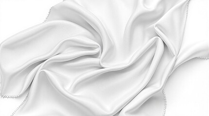 Obraz premium Soft white satin fabric with smooth folds, gentle curves, and a luxurious silky texture.