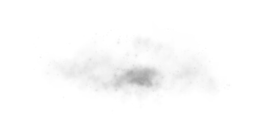 Transparent fog or smoke, grey smog cloud effect, with small pili particles, isolated transparent special effect. Vector illustration, fog, vapour, magic haze.	