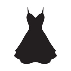 Obraz premium Spaghetti Straps Prom Cocktail Party Dress Silhouette Vector Illustration