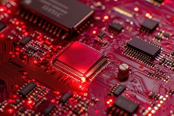 Close-up view of a glowing circuit board.