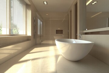White bathtub in bathroom