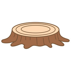 cute kawaii Tree stump outline cartoon doodle illustration
