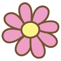 cute kawaii Flower outline cartoon doodle illustration
