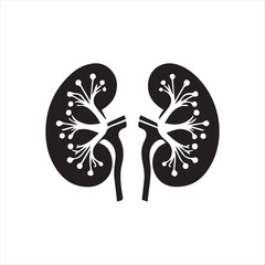Kidney icon Silhoutee  isolated on white background 