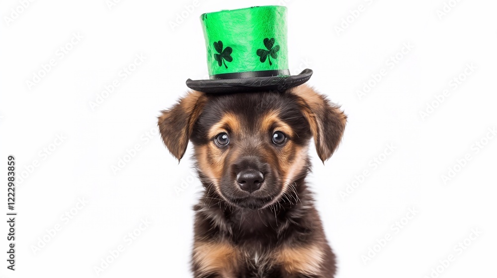 Sticker puppy in a green hat