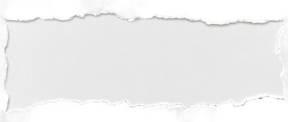 White Paper Tear Border With Torn Edge On Transparent Background A White Blank Sheet With Ripped Edge A Wide Banner Template Generative Ai.