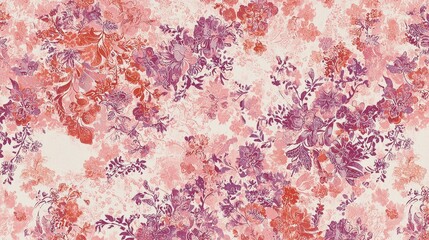 Elegant Floral Pattern in Soft Shades of Pink and Purple Tones
