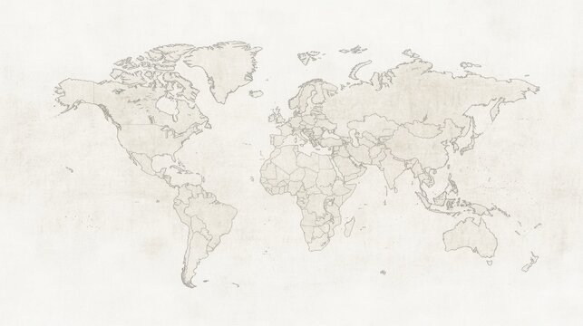 Fototapeta Beige world map with country borders.