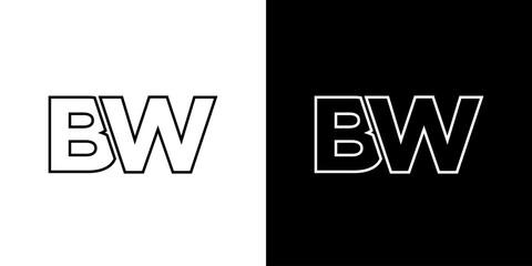 Letter B and W, BW logo design template. Minimal monogram initial based logotype.