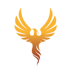 Creative Phoenix Logo Inferno Eagle Wings Vector Rising Flying Flames Symbol Design Illustration 
