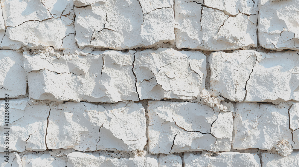 Poster white brick wall with visible cracks showing weathering and ageing in an urban environment ideal for