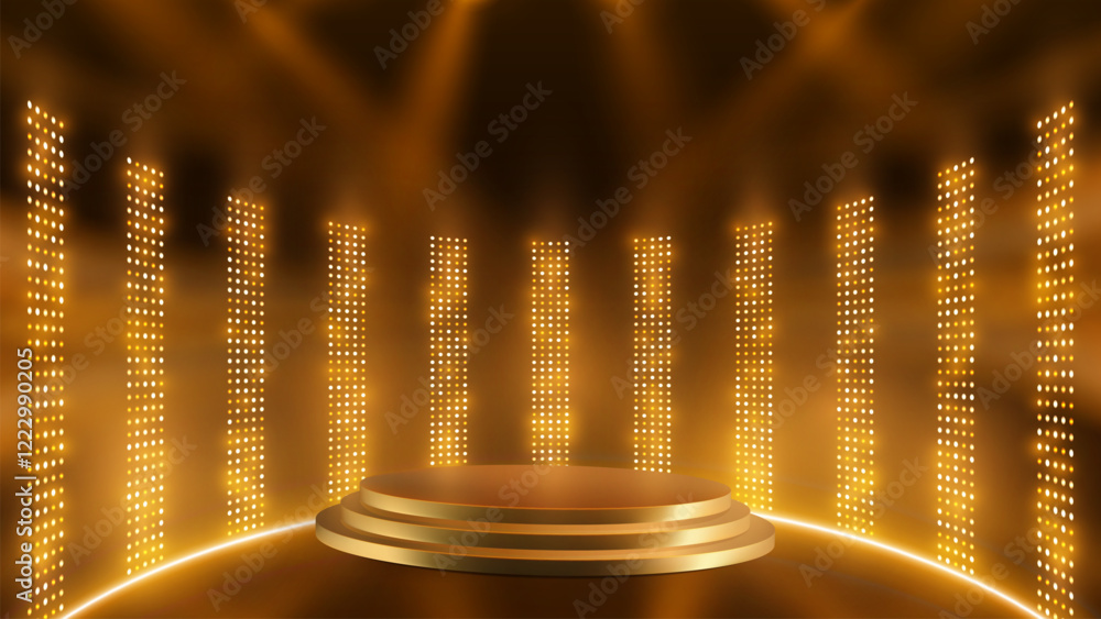Poster podium with different color light background. stage lights rays scene background. abstract spot ligh