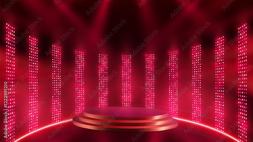 Poster podium with different color light background. stage lights rays scene background. abstract spot ligh