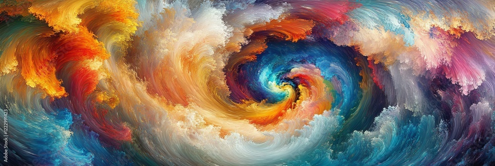 Poster abstract swirl of color with vibrant colors blending and texture, fluid design, artistic background