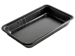 Isolated oblique black plastic food tray