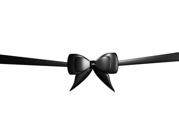 3d realistic silk black ribbon bow 