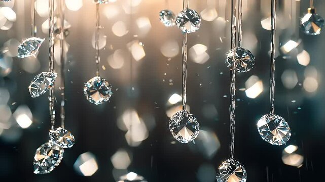 Sparkling Crystal Chandelier: Dazzling Diamonds Cascading in Light