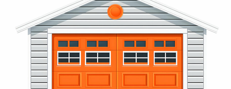 orange garage door with white trim clip art preview