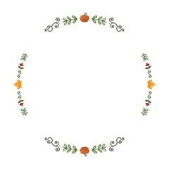 Autumn Botanical Frame with Pumpkins and Leaves